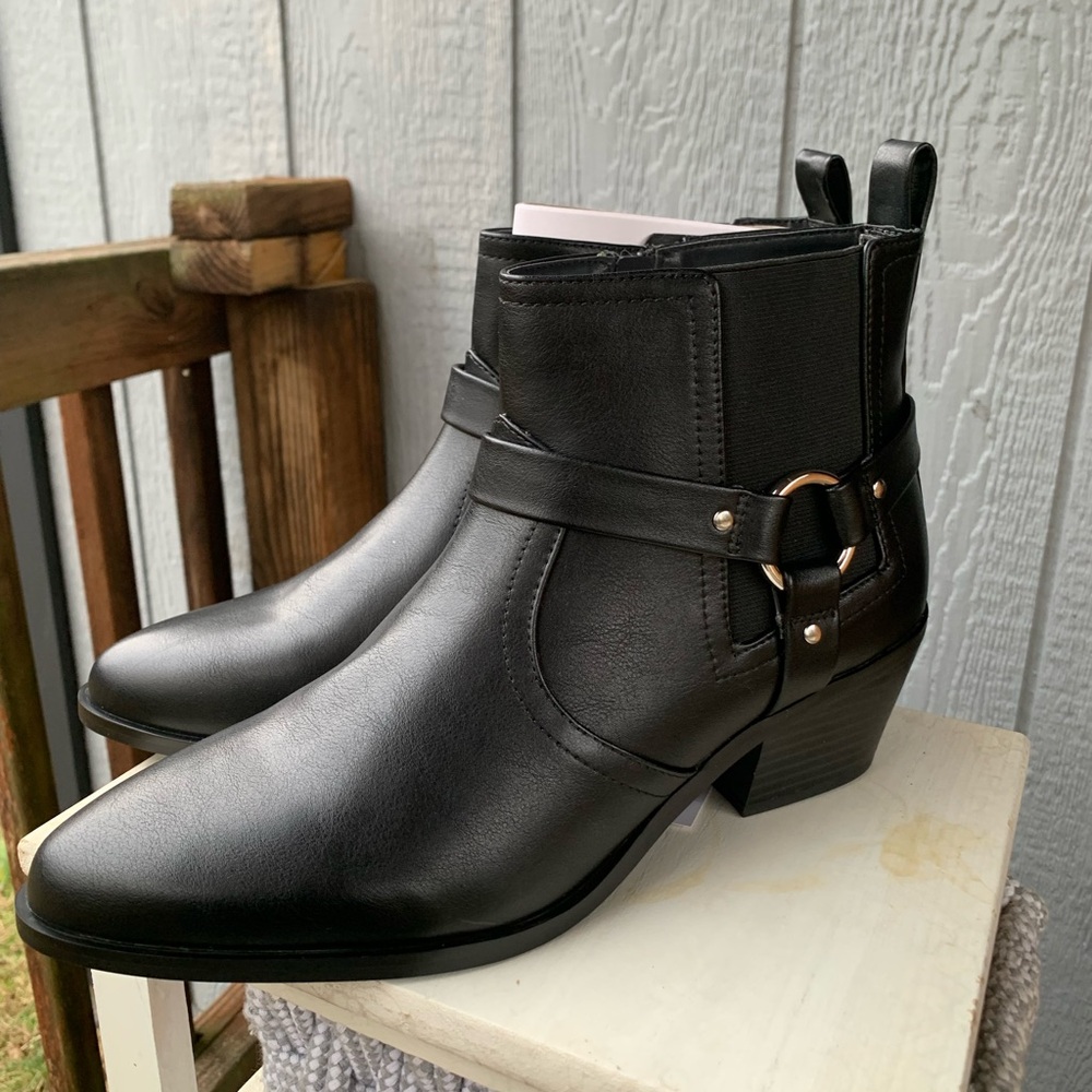 Lane Bryant Black Ankle Boots with Buckle Detail